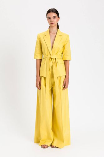 Linen blend trousers with lurex