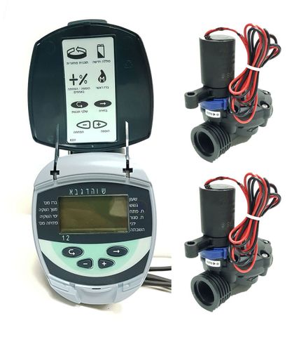 מחשב השקיה גלקון DC2 דו גידי מארז עם 2 ברזים 1