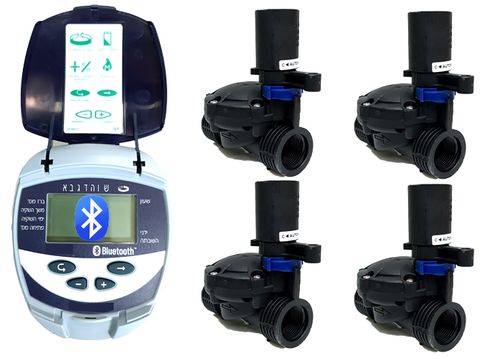 מחשב השקיה גלקון DC6 BT דו גידי מארז עם 4 ברזים 3/4