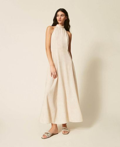 Long halter dress with print