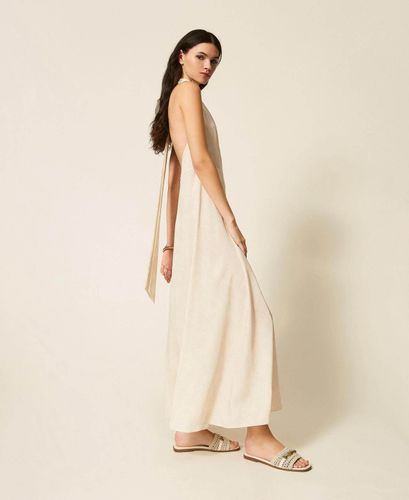 Long halter dress with print