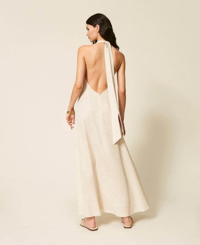 Long halter dress with print