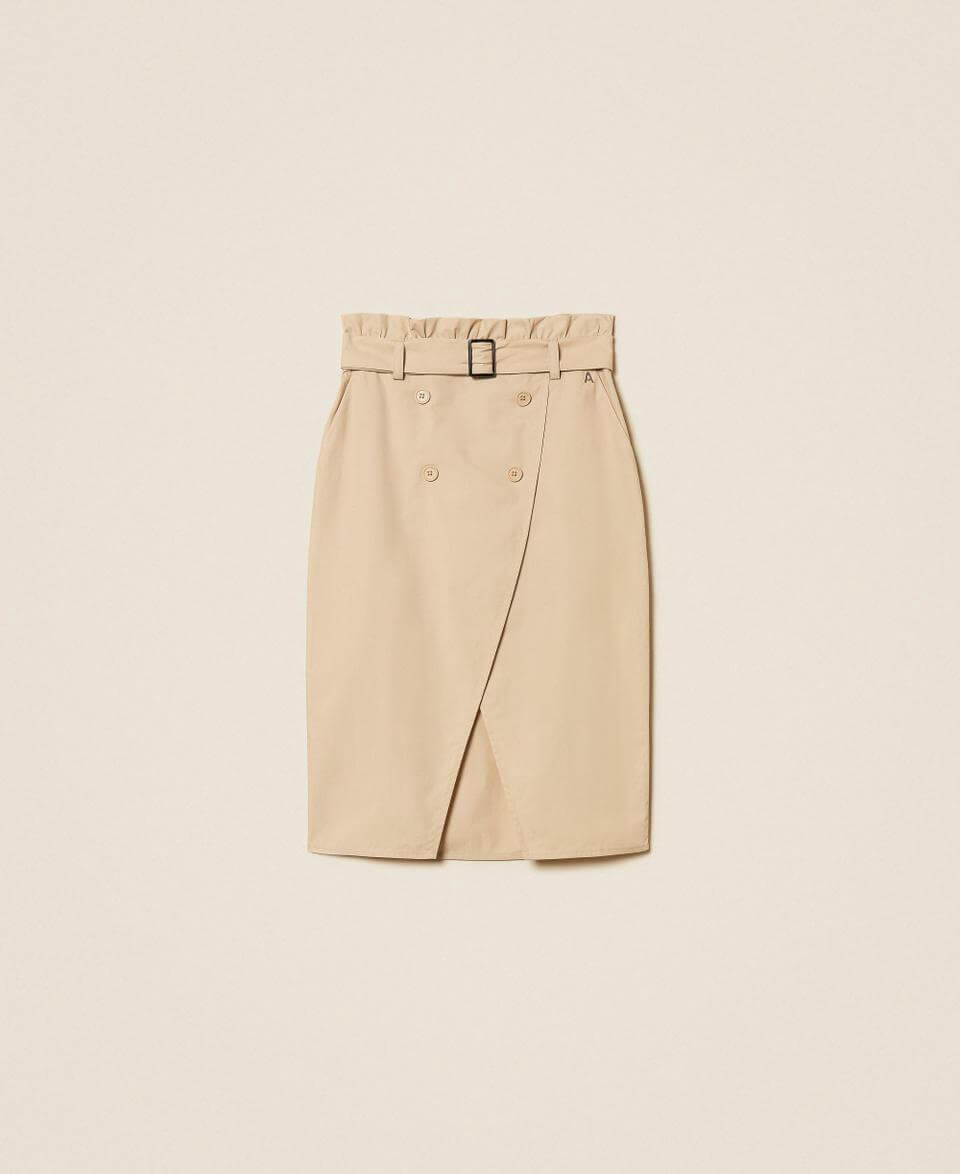 Recycled poplin midi skirt