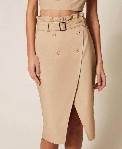 Recycled poplin midi skirt