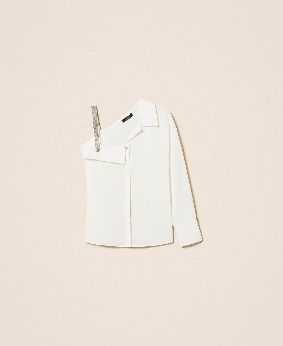 One shoulder poplin shirt
