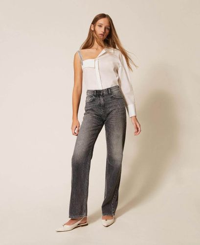 One shoulder poplin shirt