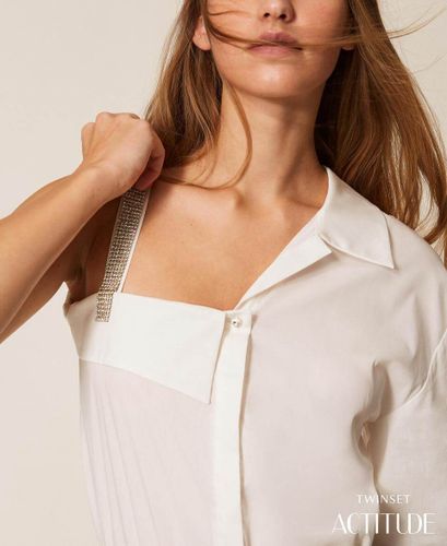 One shoulder poplin shirt