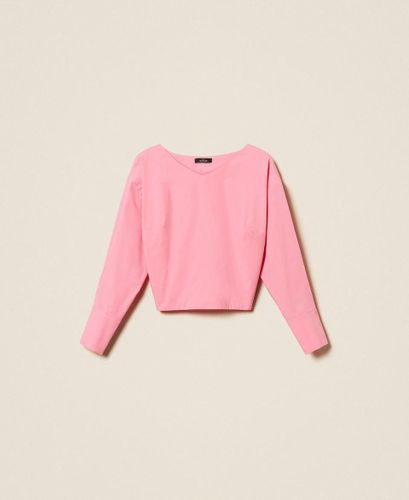 Poplin shirt with crossover