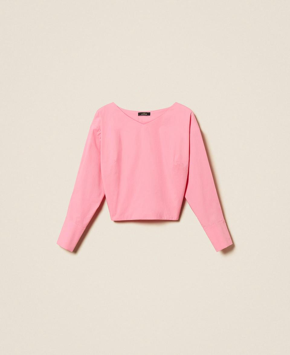 Poplin shirt with crossover