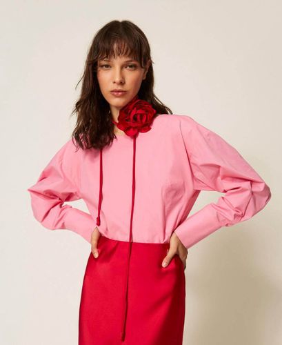 Poplin shirt with crossover
