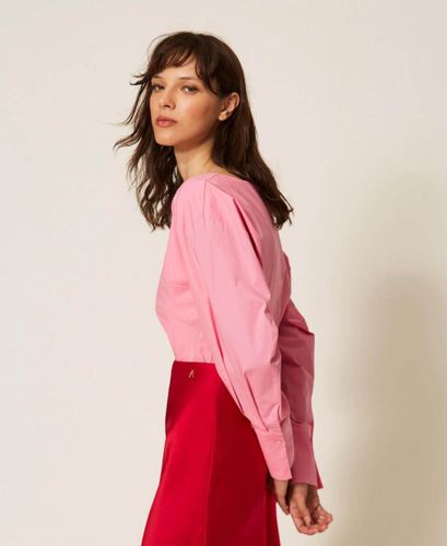 Poplin shirt with crossover