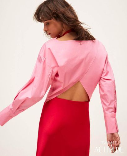 Poplin shirt with crossover
