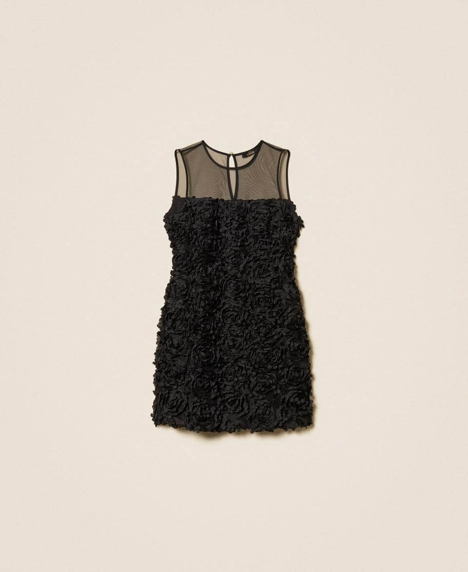 Short tulle dress with flowers