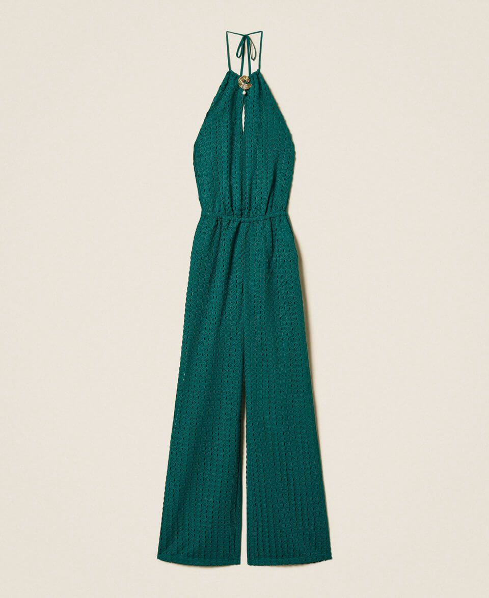 Long crochet jumpsuit with flounce