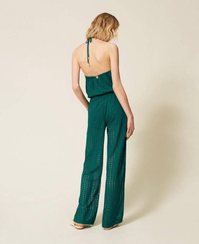 Long crochet jumpsuit with flounce