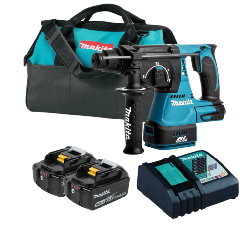 פטישון DHR242 נטען 18V כולל 2 סוללות 5AH מבית Makita