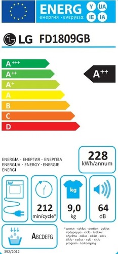 מייבש כביסה 9 ק”ג אל ג’י HEAT PUMP דגם LG FD1809GB כסוף