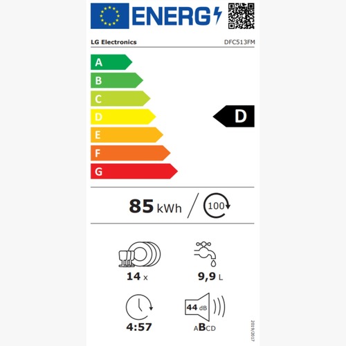 מדיח כלים רחב 14 מערכות כלים LG DFC513FM - גימור נירוסטה מושחרת