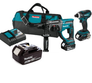 סט 2 כלים 18V נטען עם 3 סוללות 5AH ומטען MAKITA DLX2166TX1 מקיטה