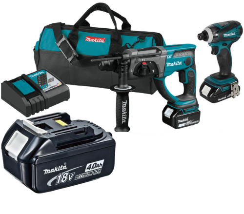 סט 2 כלים 18V נטען עם 3 סוללות 4AH ומטען MAKITA DLX2166MX1 מקיטה