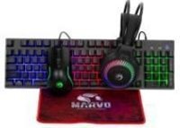 חבילת גיימינג 4 ב-1 מדגם Marvo Scorpion CM416 Loot 40.  כולל: מקלדת חוטית עם תאורת RGB, עכבר גיימינג, אוזניות גיימינג ומשטח לעכבר.  מקלדת: בעלת 104 מקשים, עם עמידות של עד 10 מיליון לחיצות ותמיכה ב-19 מקשים בו-זמנית.  עכבר: רגישות DPI משתנה בין 1200 ל-8000