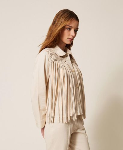 Bull denim jacket with fringes
