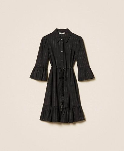 Short lurex pinstriped dress