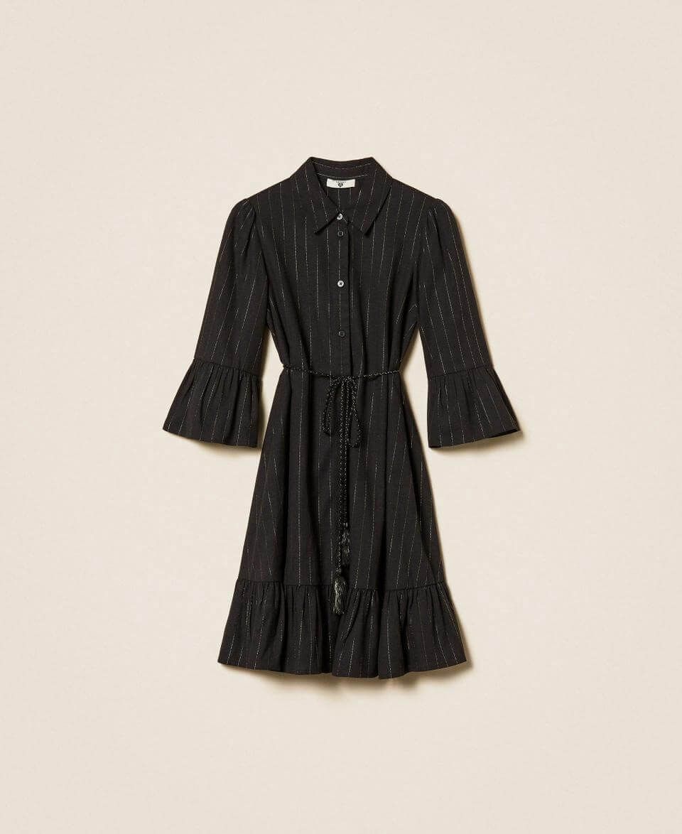 Short lurex pinstriped dress