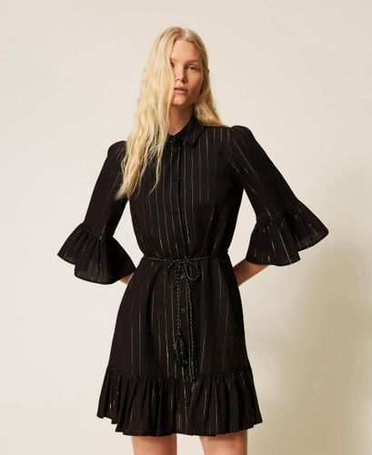 Short lurex pinstriped dress