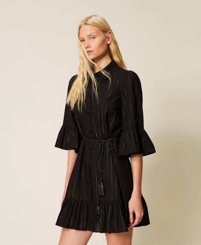 Short lurex pinstriped dress