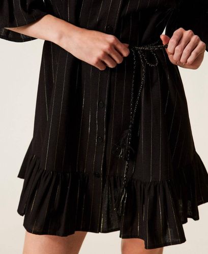 Short lurex pinstriped dress