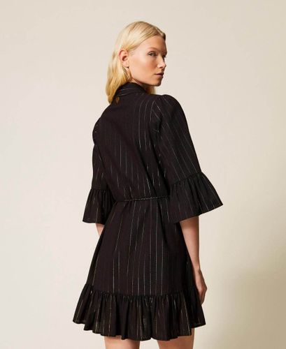 Short lurex pinstriped dress