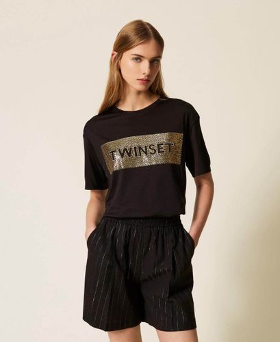 Lurex pinstripe shorts