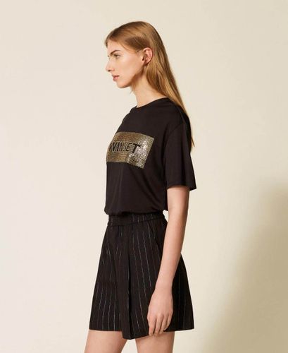 Lurex pinstripe shorts