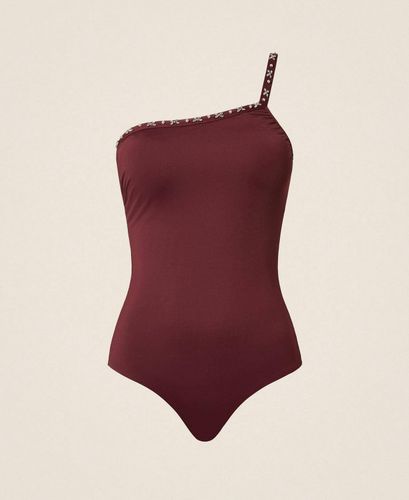 One-shoulder swimsuit with embroidery