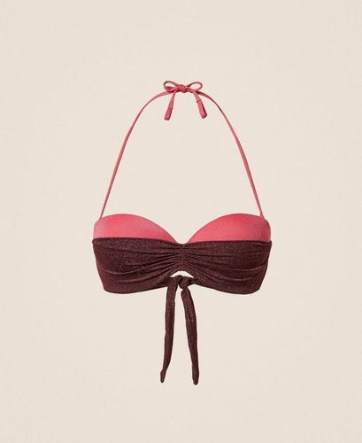 Two-tone bandeau bikini top with lurex