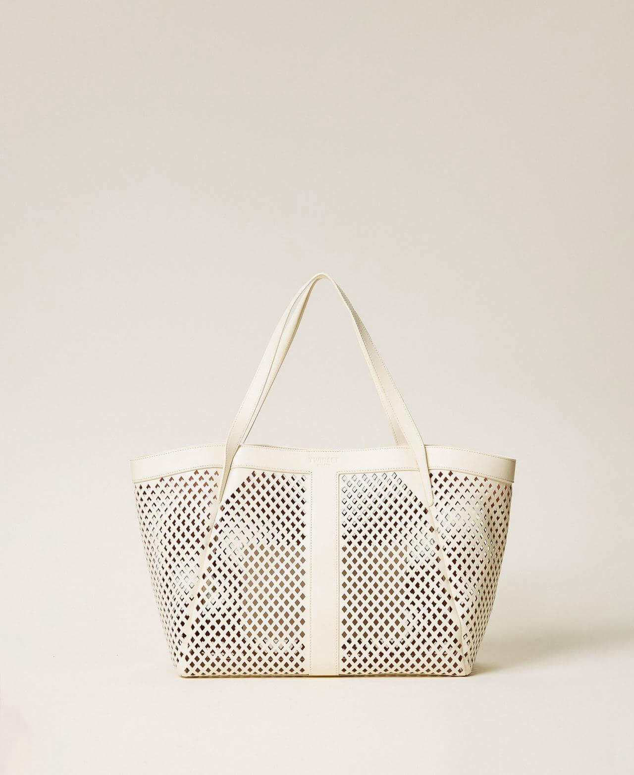 Mesh leather shopper bag