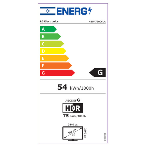 טלוויזיה ‏43 אינץ' ⁦LG 43UA73006LA⁩