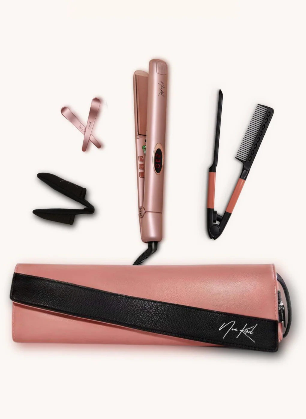 מחליק שיער טורמלין אינפרא אדום STYLISTA מבית Noa Kirel Beauty – כולל תיק נסיעות ואביזרים
