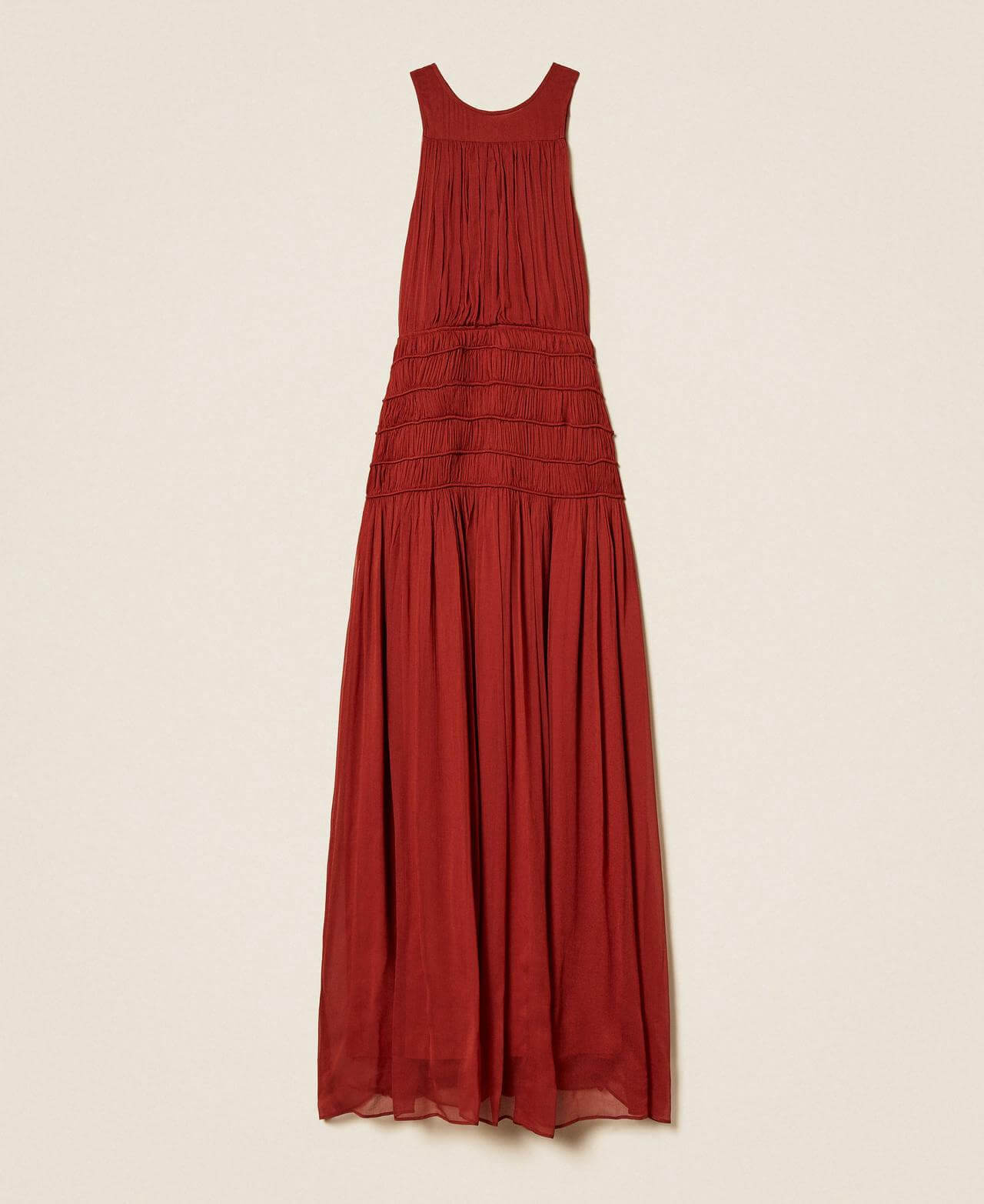 Long crépon sleeveless dress