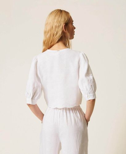Linen and broderie anglaise shirt