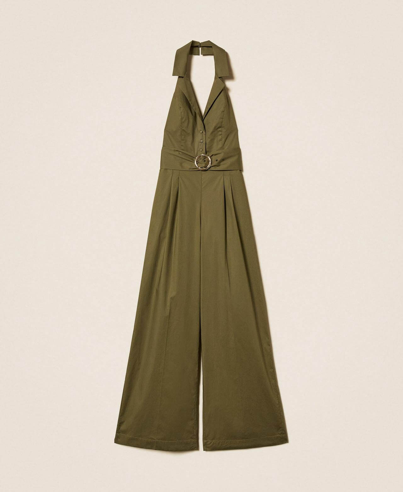 Long poplin jumpsuit