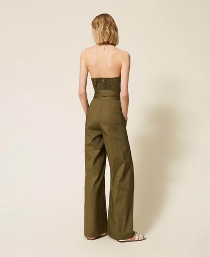 Long poplin jumpsuit