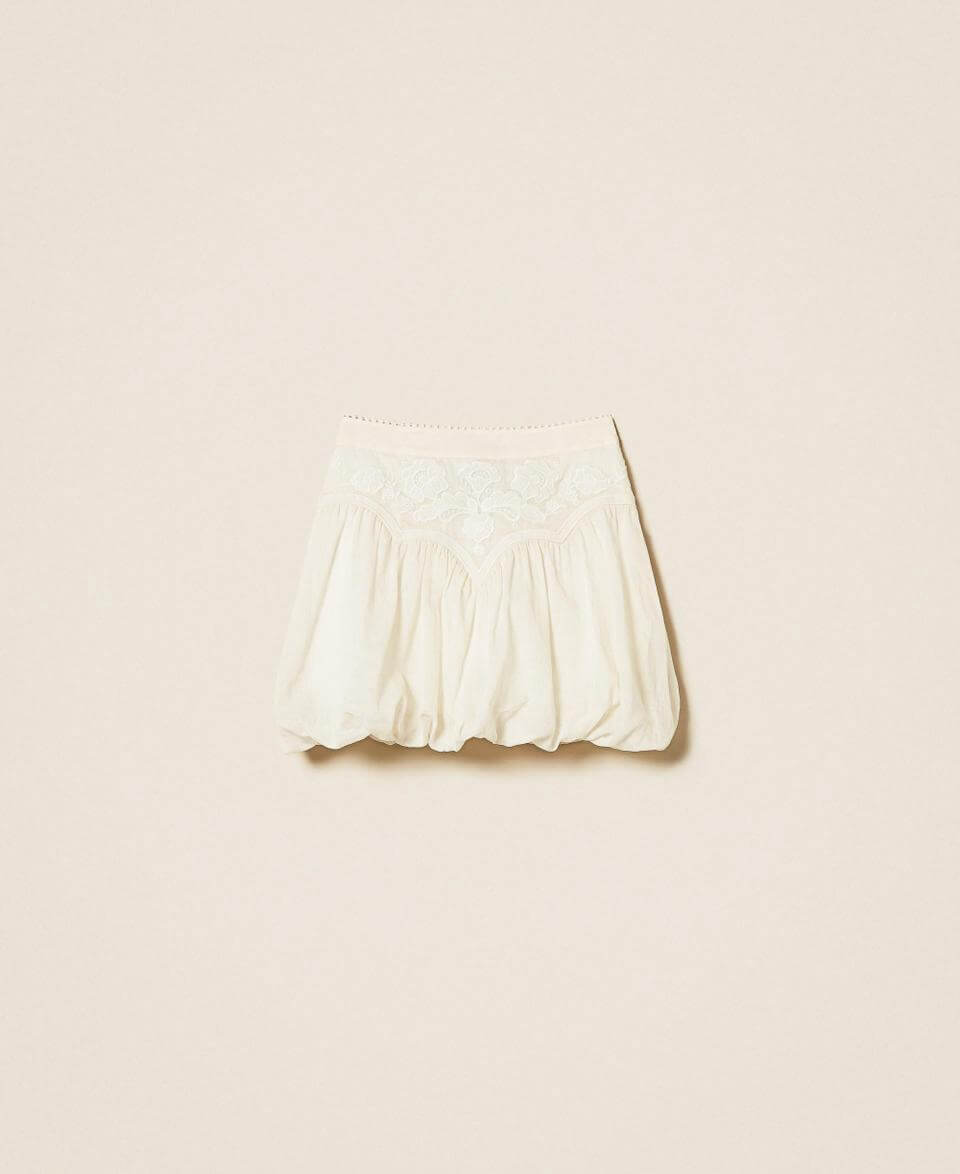 Ramie mini skirt with embroidery