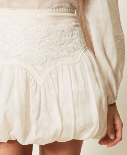 Ramie mini skirt with embroidery