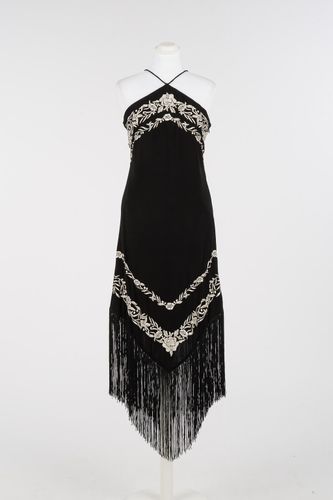 Long dress with floral embroidery