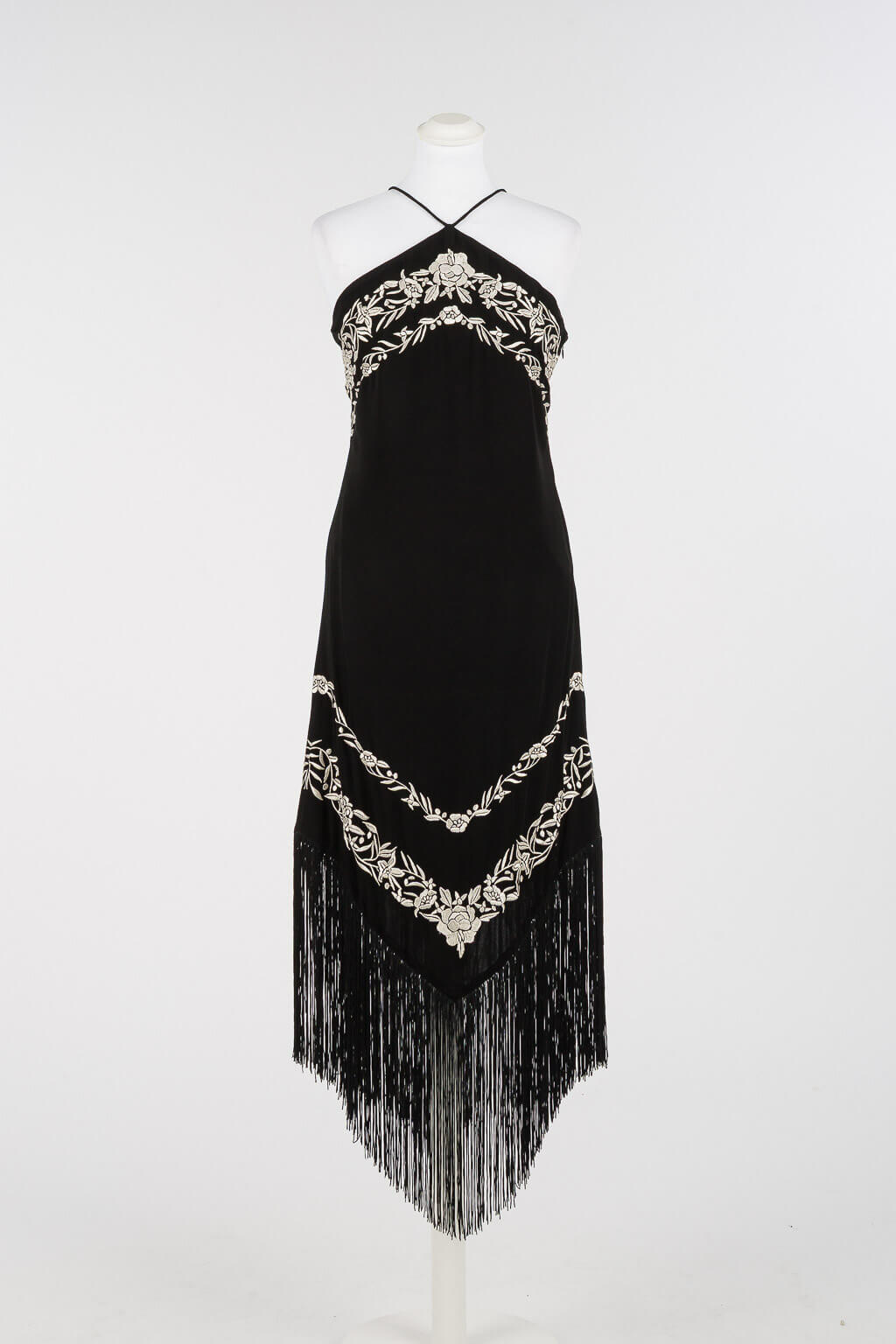 Long dress with floral embroidery