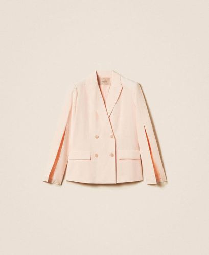 Linen blend double-breasted jacket