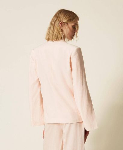 Linen blend double-breasted jacket
