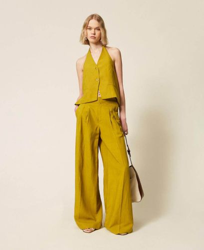 Linen blend halter waistcoat